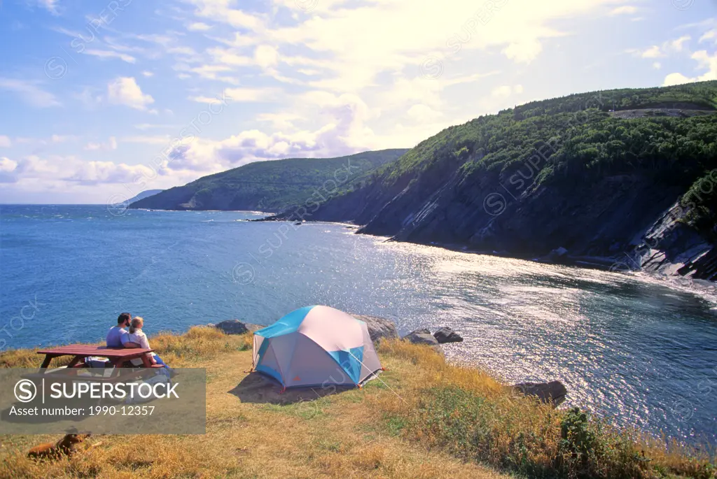 Campers, Meat Cove, Cape Breton Highlands, Nova Scotia, Canada, People, Camping, coastline
