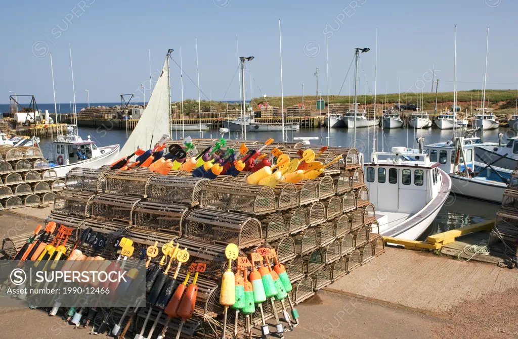 Fishing boats and Lobster traps, Seacow Pond, Prince Edward Island, Canada