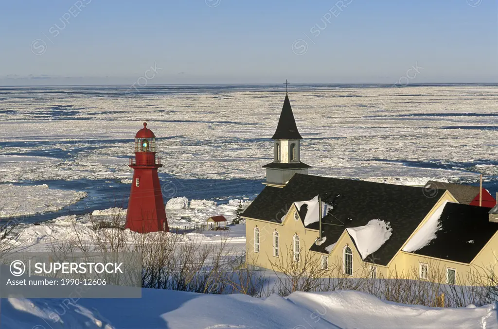 Lighthouse in winter, La Martre, Quebec, Canada