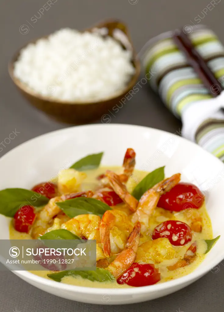 thai curried shrimp and sticky rice