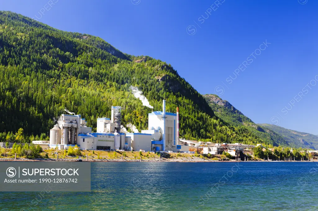 The Celgar Pulp Mill on the Columbia River in Castlegar, British Columbia.