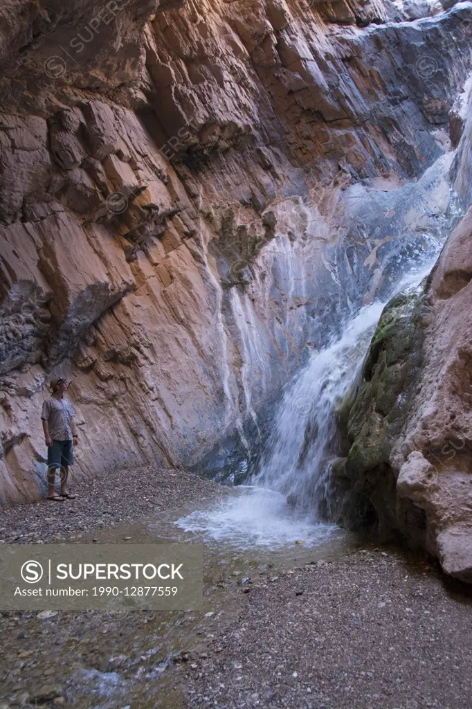 Waterfall in cavern near Colorado River, Grand Canyon, Arizona, United States