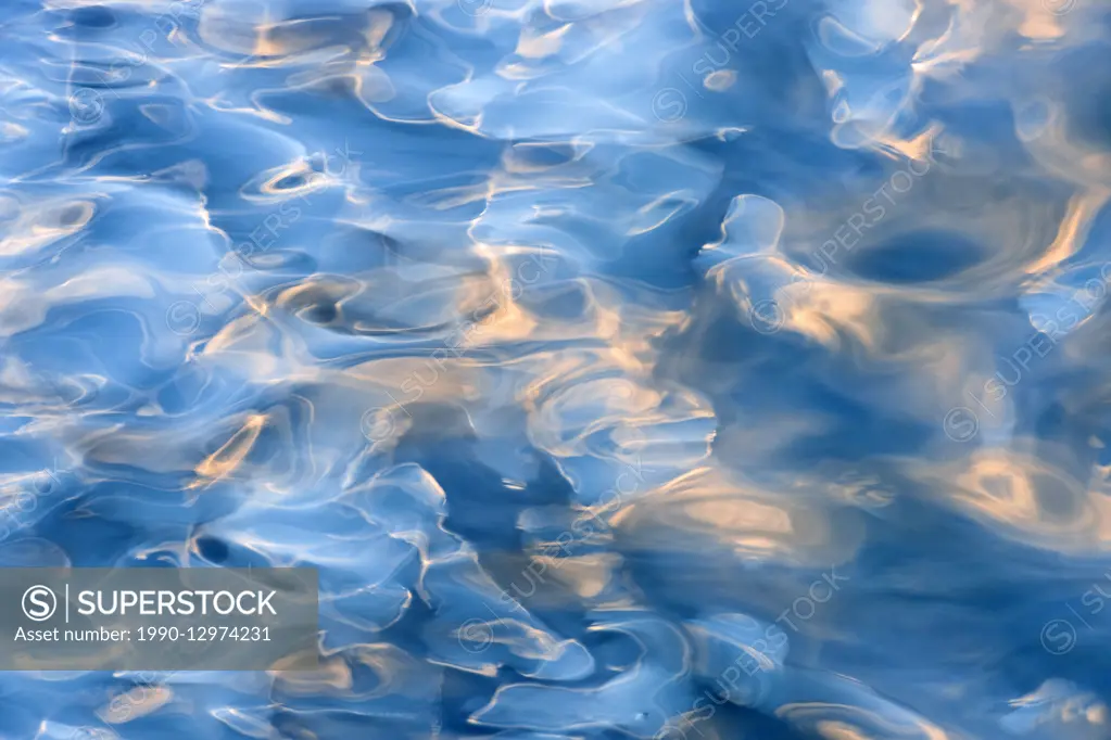 Abstract of moving water on Lake of Bays at sunset, Dorset, Ontario, Canada