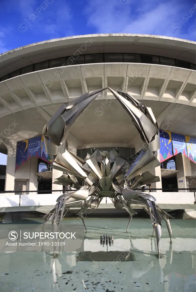 The Vancouver Planetarium with Crab statue, Vancouver, British Columbia, Canada.