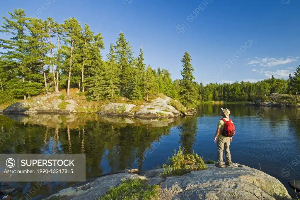 hiker, Lake of the Woods, Northwestern Ontario, Canada