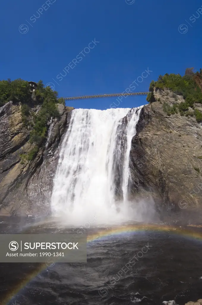 Montmorency Falls with rainbow, located 10 kms east of Quebec City, Quebec, Canada