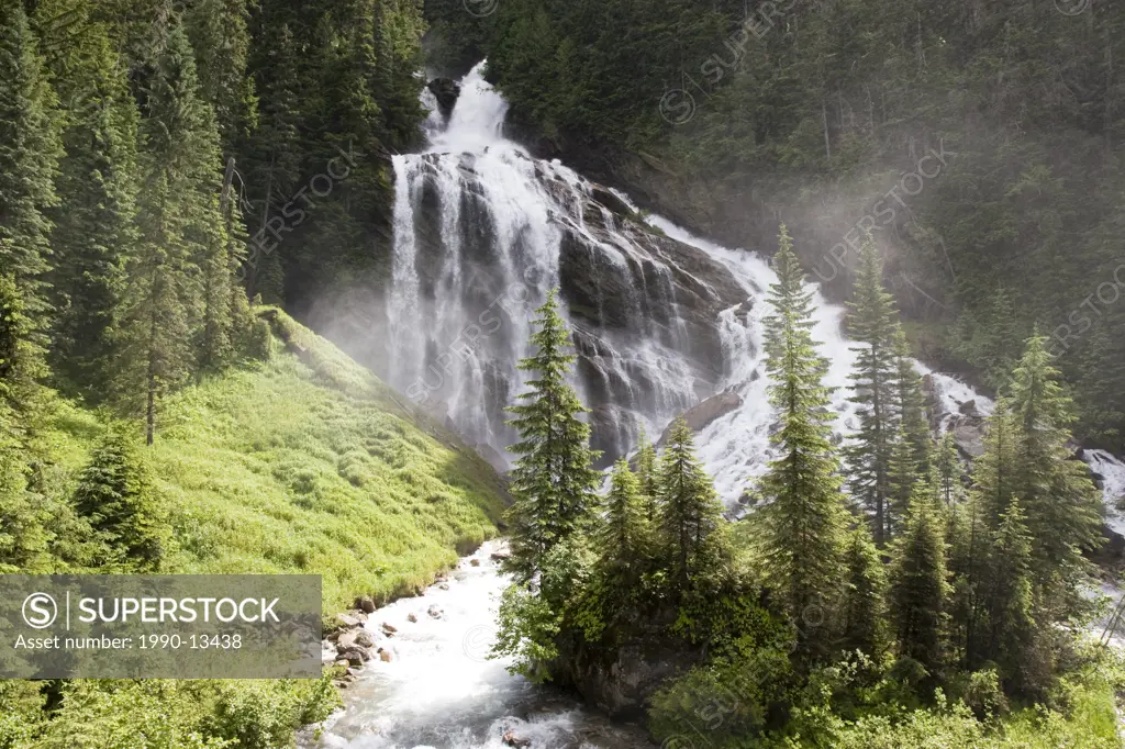 Pyramid falls near town of blue river in northern british columbia canada