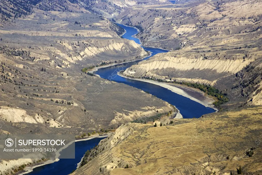 Fraser River and grasslands in British Columbia, Canada