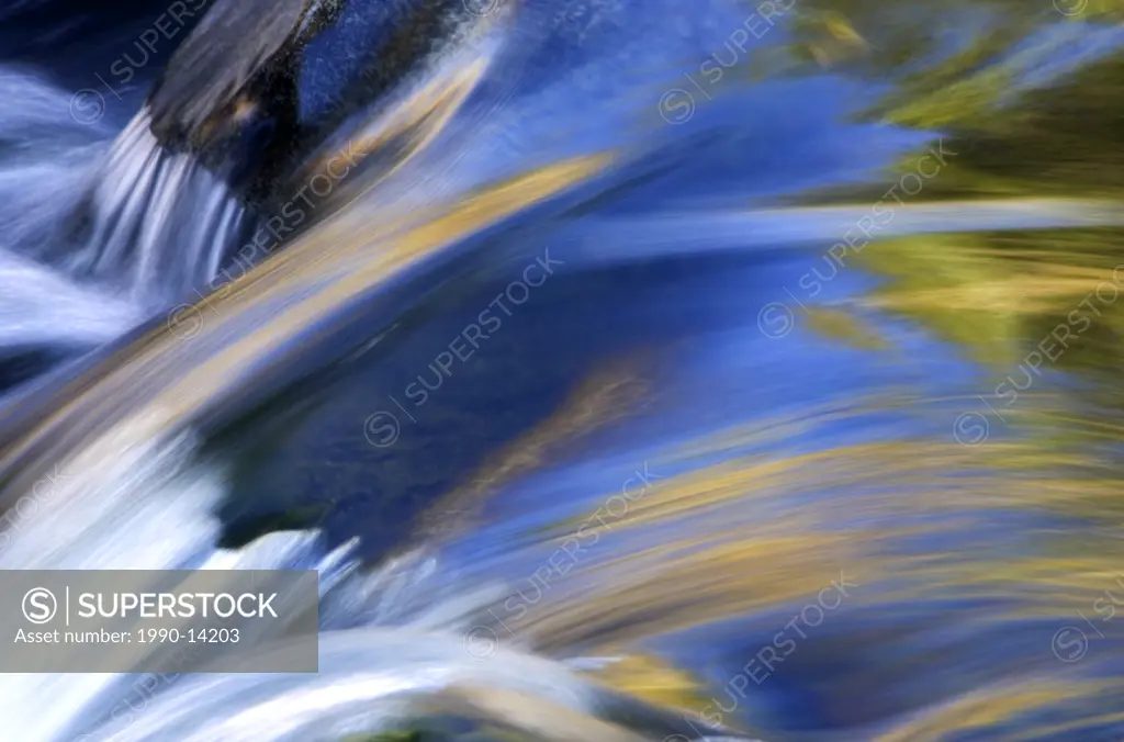 Abstract of water in Bridge Creek, Centennial Park, 100 Mile House, British Columbia, Canada