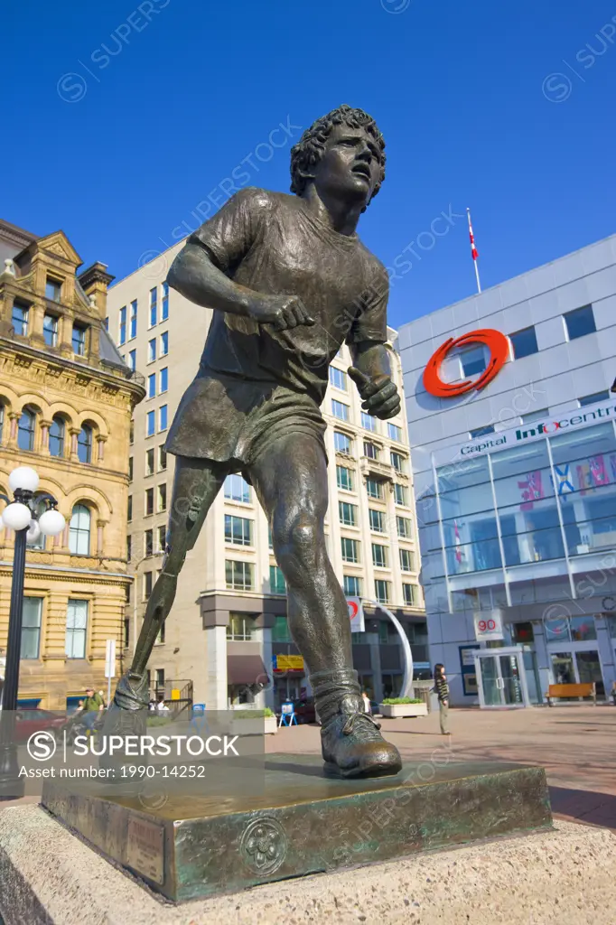 Statue of Terry Fox 1958_1981 outside the Visitor Information Centre in the city of Ottawa, Ontario, Canada