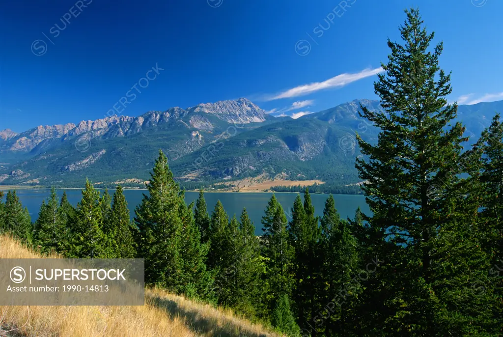 Columbia Lake with Canadian Rockies in the background, near Canal Flats, British Columbia, Canada