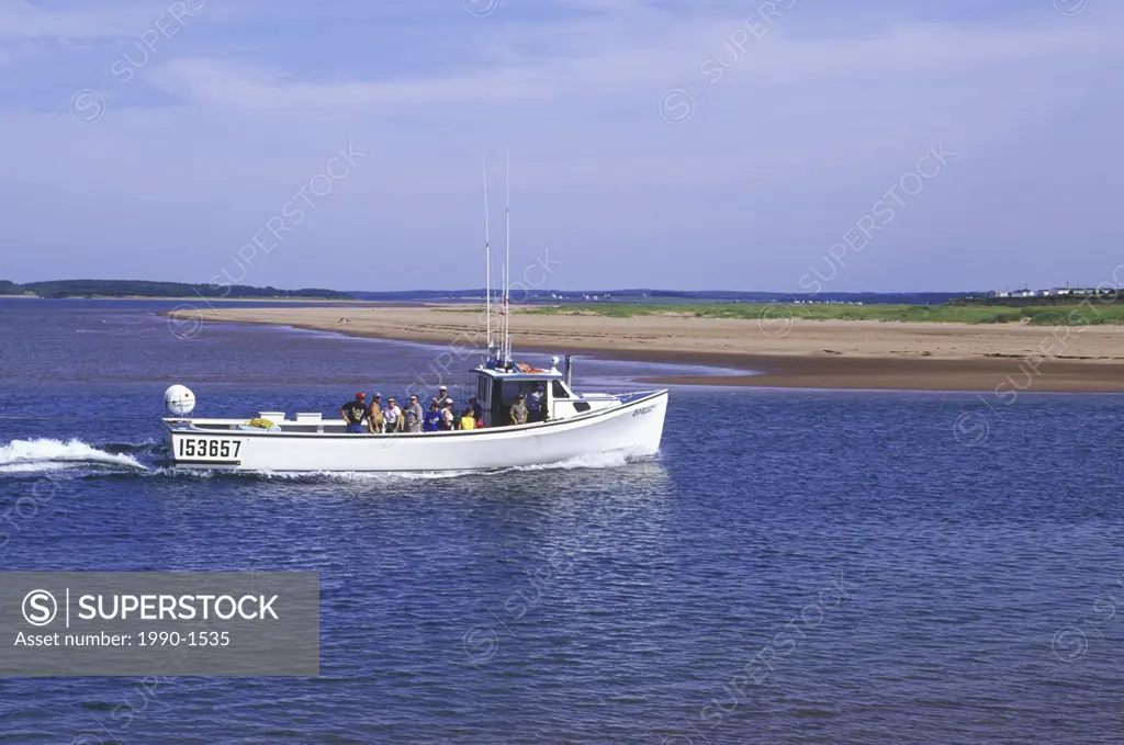 Lobster boat with day fishing trip from Rustico harbour, Prince Edward Island, Canada