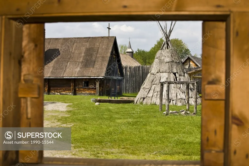 Looking out the hospital window at a Tipi in the Sainte_Marie Among the Hurons settlement in the town of Midland, Ontario, Canada