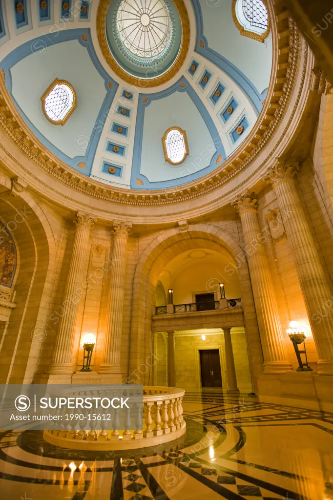 The antechamber at the base of the dome rotunda of the Legislative Building built between 1913_1920 in the city of Winnipeg, Manitoba, Canada