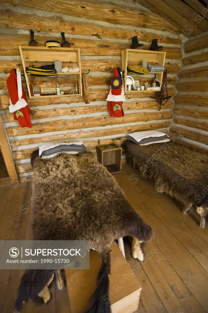 Sleeping quarters at Fort Walsh National Historic Site, Cypress Hills Interprovincial Park, Saskatchewan, Canada
