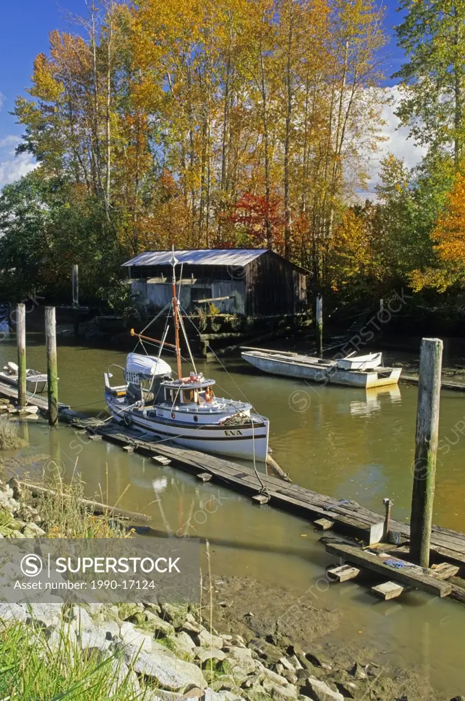 fishing boat ´Eva´ in Finn Slough, Richmond, British Columbia, Canada
