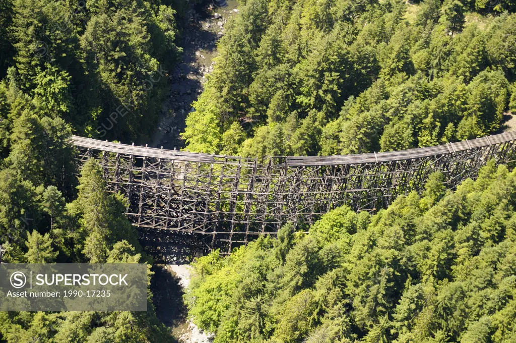 Aerial view of the Kinsol Trestle, Cowichan Valley, British Columbia, Canada.