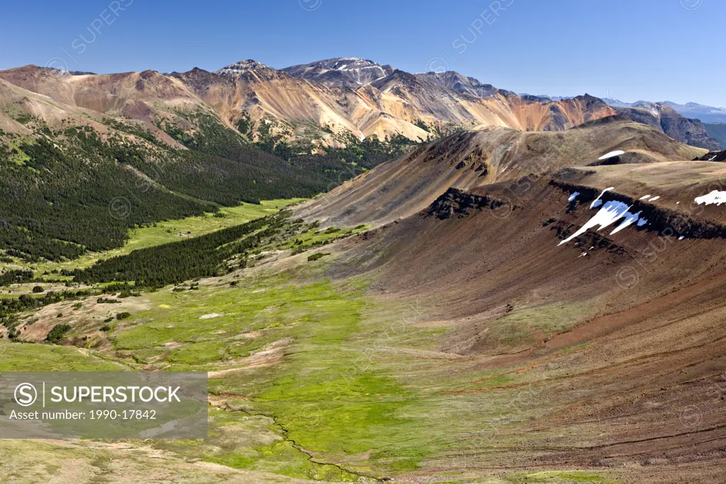 Volcanic landscape in the Rainbow Mountains of Tweedsmuir Park British Columbia Canada