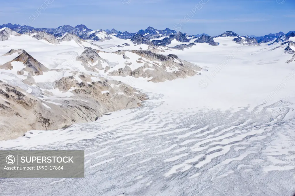 cravass field on a glacier in the Coast Mountaims of British Columbia Canada