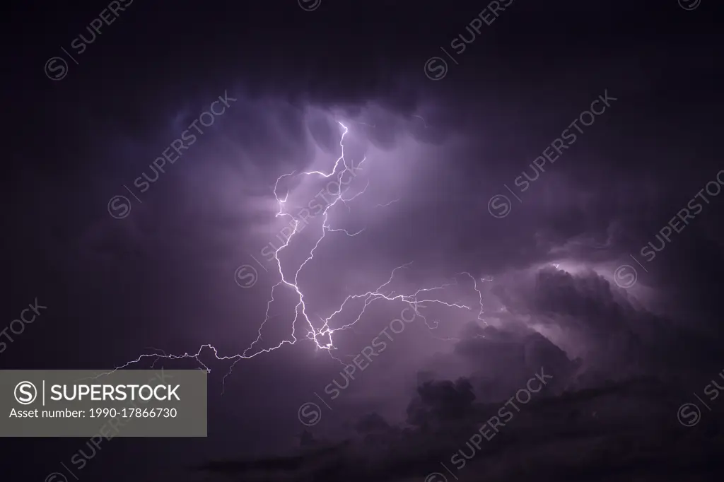 Storm with lightning over rural southern Manitoba Canada