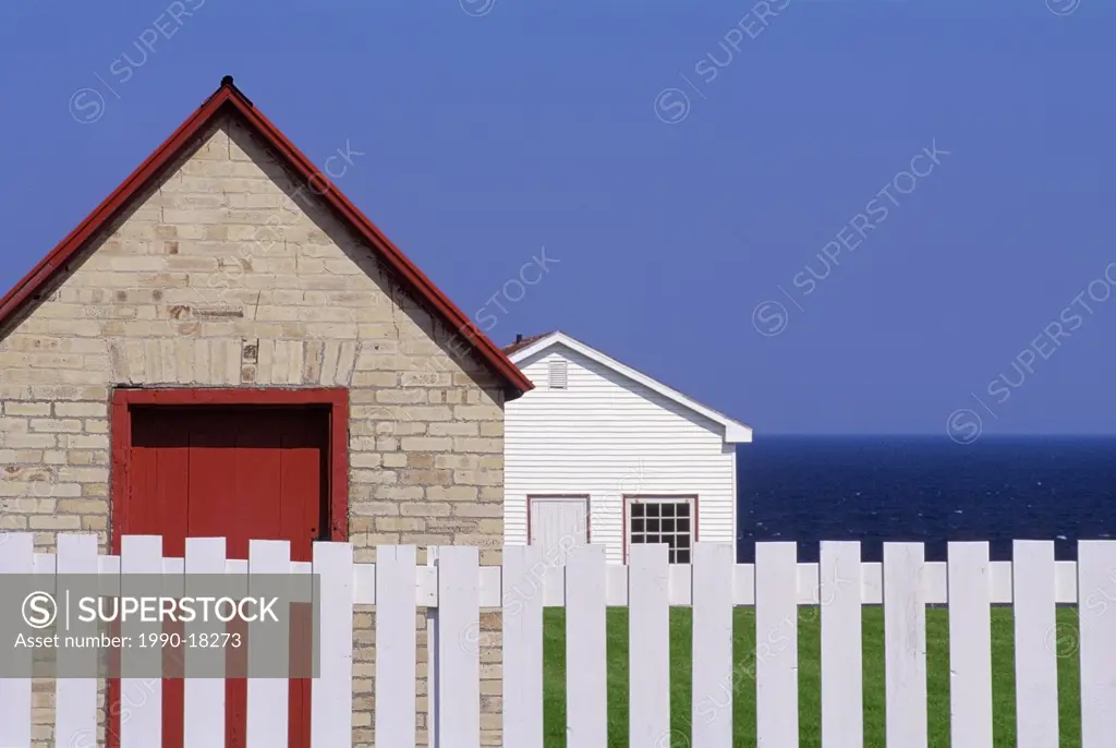 Buildings at lighthouse, Cap Des Rosiers, Gaspe Peninsula, Quebec, Canada