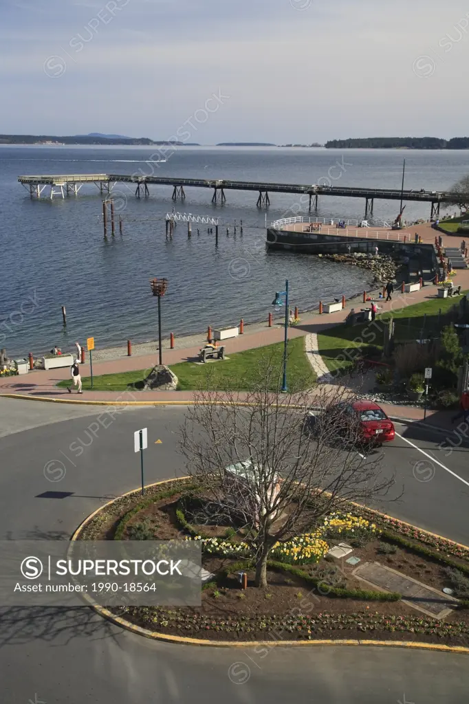 View of quay and pier, downtown Sidney, British Columbia