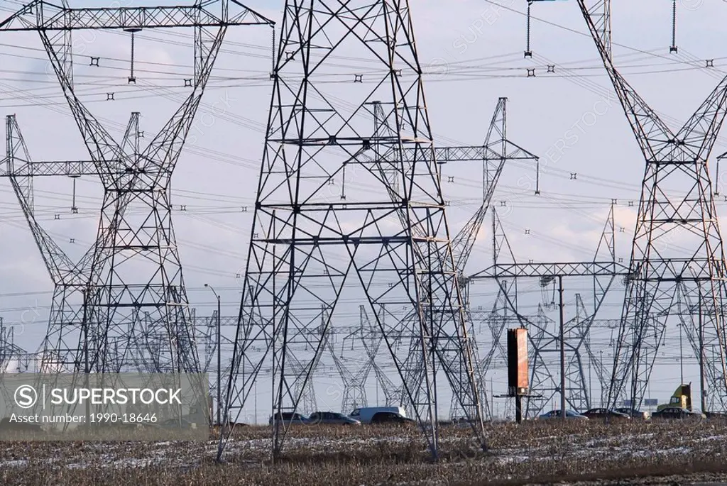 Pylon lines in Ontario, Canada
