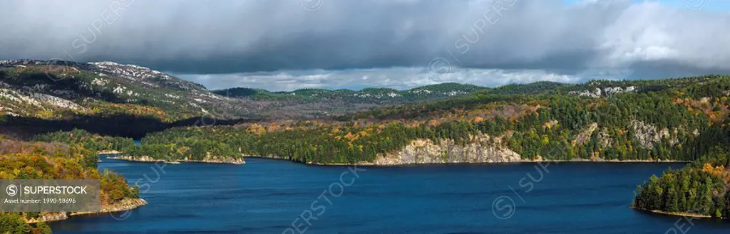 Lake Killarney seen from La Cloche mountains with Georgian Bay, Ontario, Canada