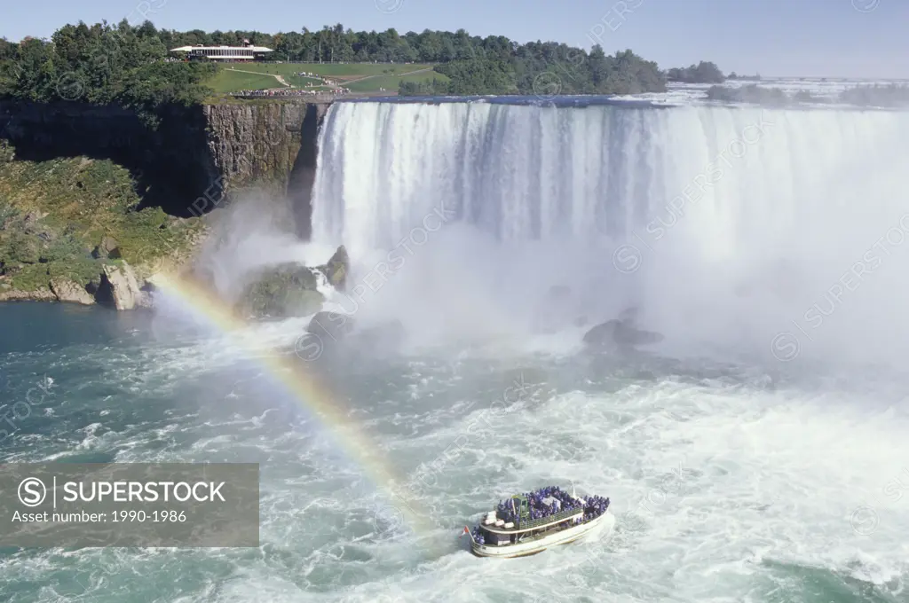 Maid of the Mist sails close to Niagara Falls, Ontario, Canada.