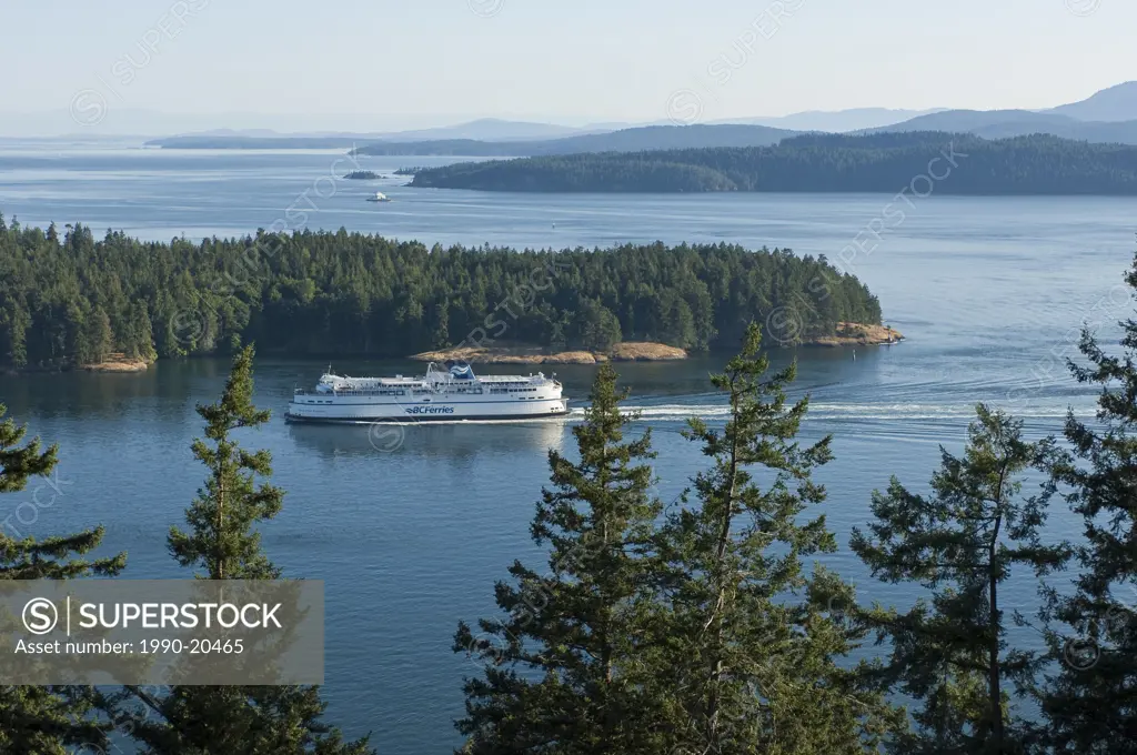 BC Ferries in Active Pass from Galiano Island, Gulf Islands, BC, Canada