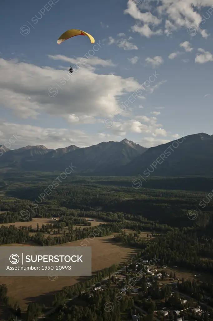 The view from a pilot while Paragliding in Golden B.C