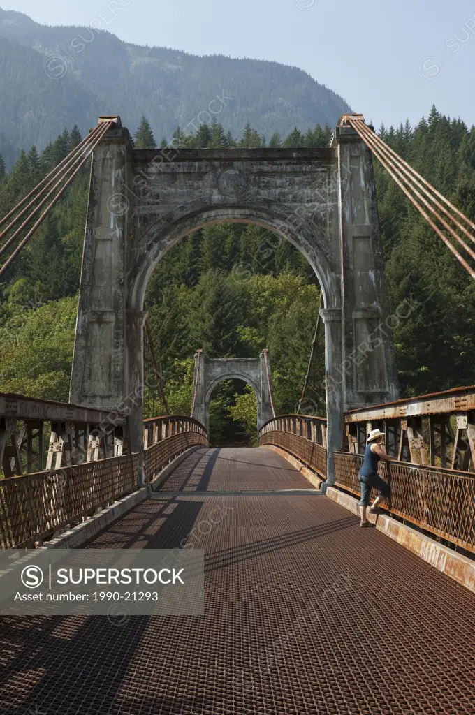Alexandra suspension bridge on the Fraser River, near Yale, British Columbia, Canada