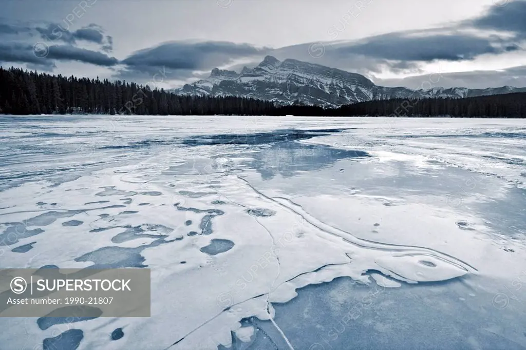 Two Jack Lake in winter, Banff National Park