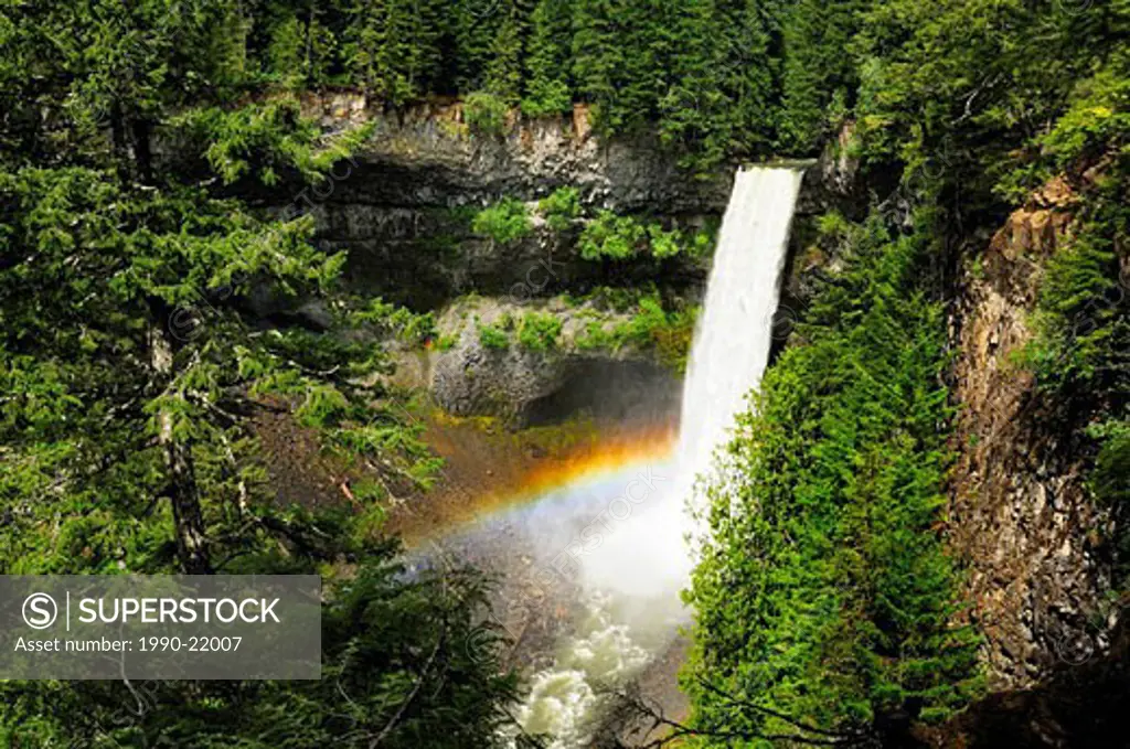 Brandywine Falls with rainbow at Brandywine Falls Provincial Park between Squamish and Whistler, BC