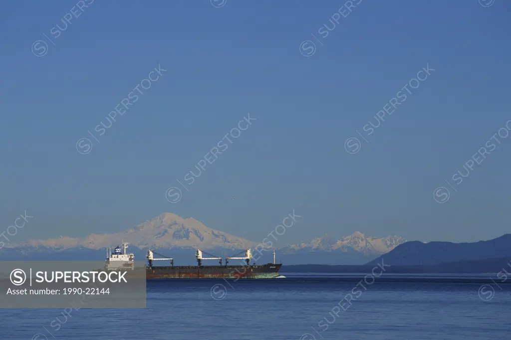 Freighter in Georgia Strait, British Columbia, Canada