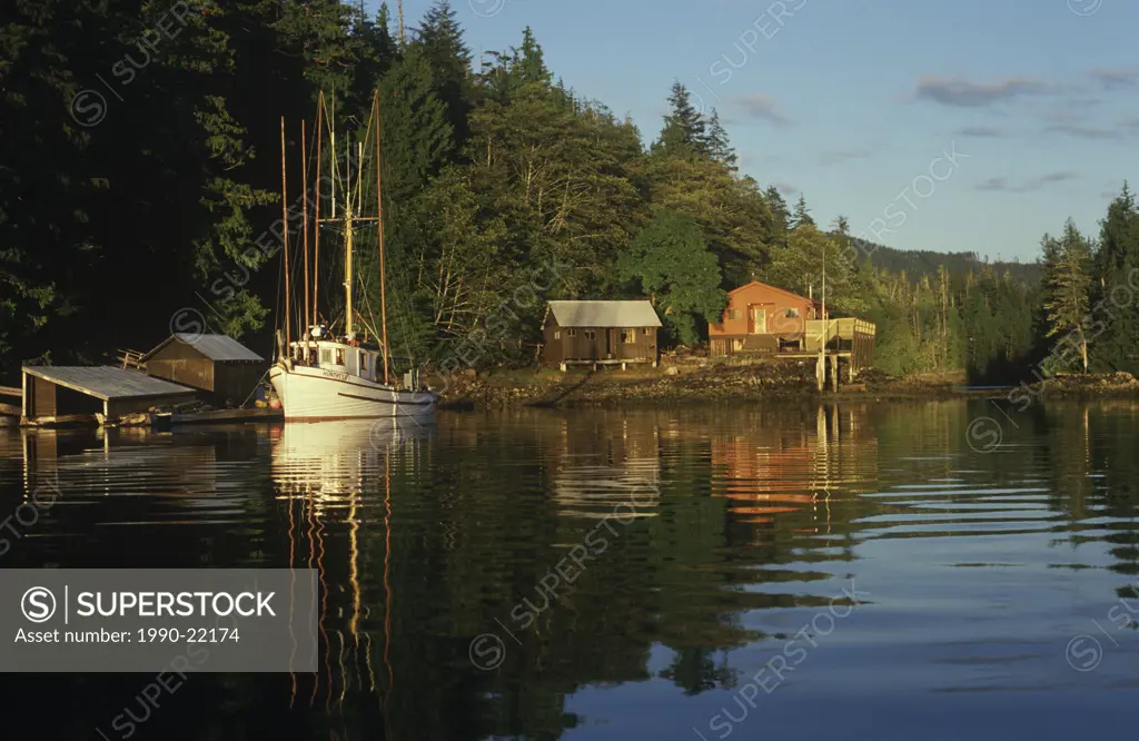 Commercial fishing boat and home, Kyoquot, Vancouver Island, British Columbia, Canada
