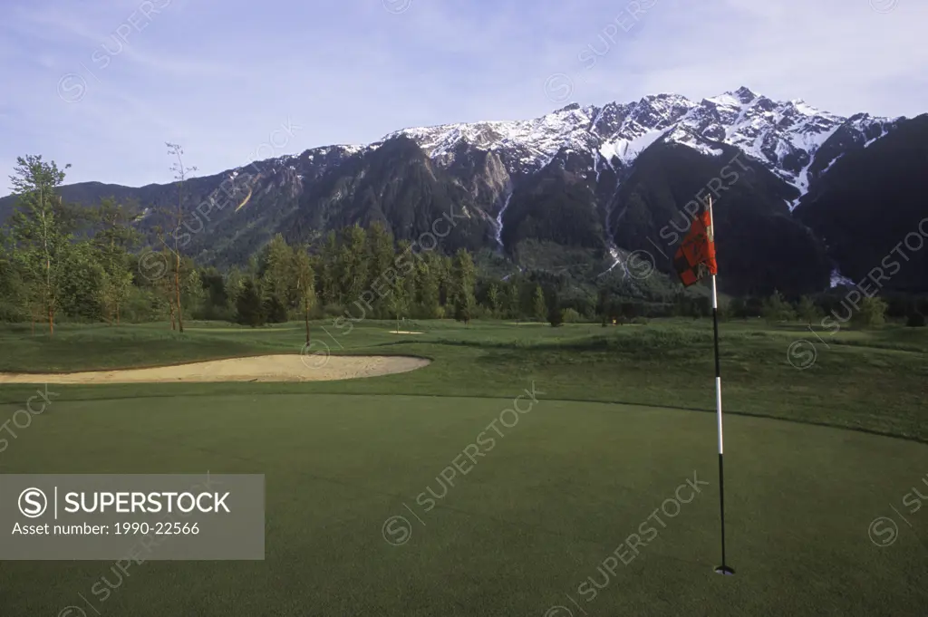 Big Sky Golf Course, with Mount Currie at Pemberton, north of Whistler along Highway 99, British Columbia, Canada