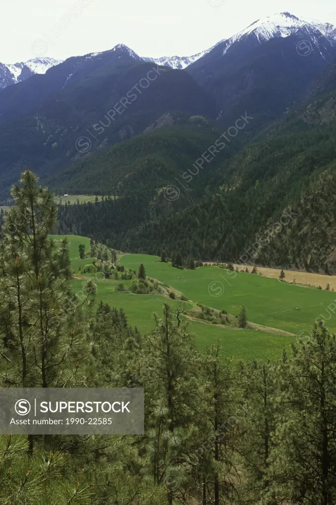 Benchland farm along Fraser river between Lytton and Liilooet, British Columbia, Canada