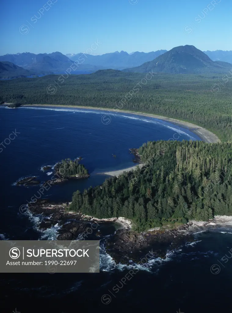 Aerial of Lismer Beach & Florencia Bay, Pacific Rim National Park, Vancouver Island, British Columbia, Canada