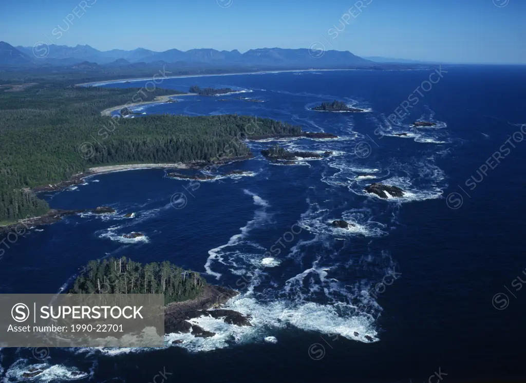Aerial view of Radar Beaches, Pacific Rim National Park, Vancouver Island, British Columbia, Canada