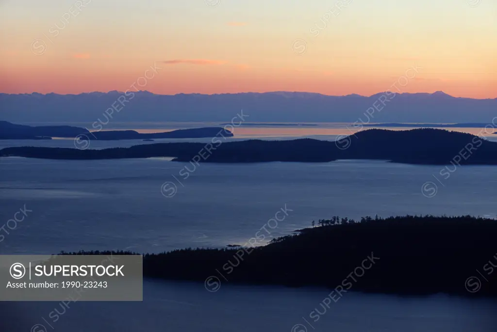 Gulf Islands, Saturna Island, view from Mount Warburton Pike to islands, British Columbia, Canada
