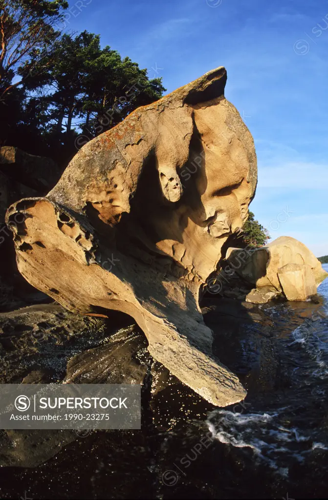 Gulf Islands, Tumbo Island sandstone shoreline formations, British Columbia, Canada