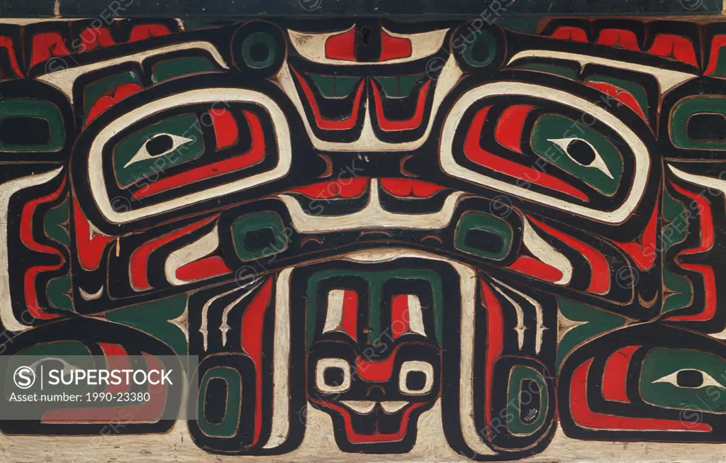 First Nations of Northwest, bent box painting detail, British Columbia, Canada