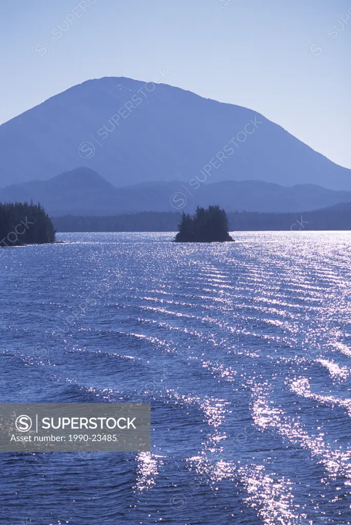 wake from ferry ´Queen of the North´, Central Coast along Inside Passage, British Columbia, Canada
