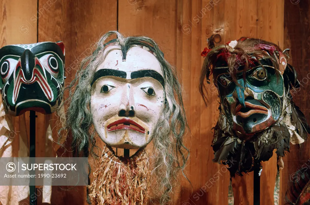 Alert Bay, U´mista Cultural Center, masks from the Potlach Collection, British Columbia, Canada