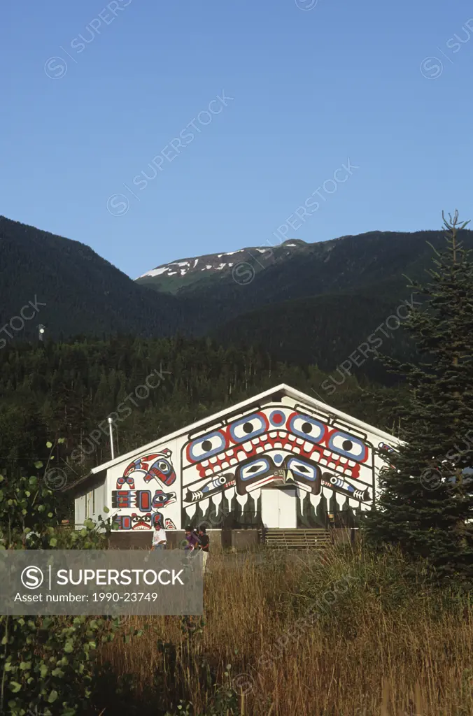Nisga´a territory along Nass River, New Aiyansh meeting hall, British Columbia, Canada