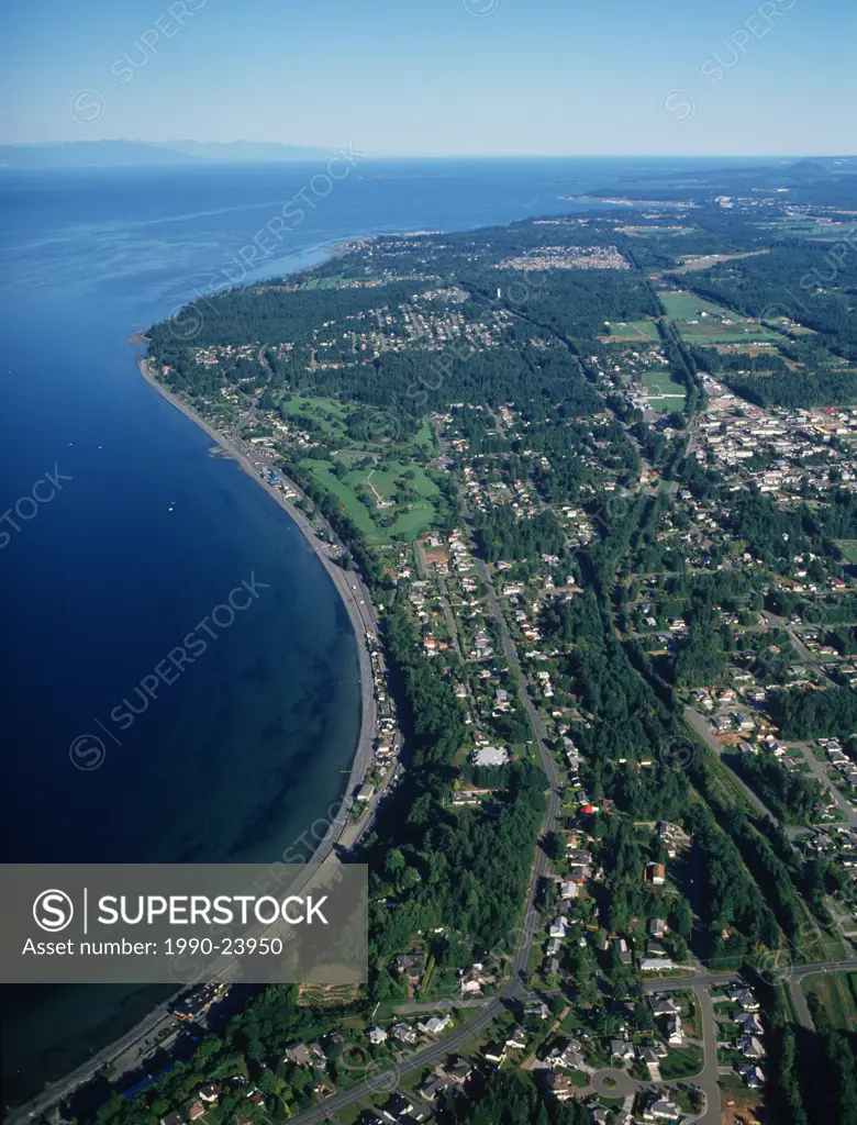 Aerial view of Qualicum beach, Vancouver Island, British Columbia, Canada