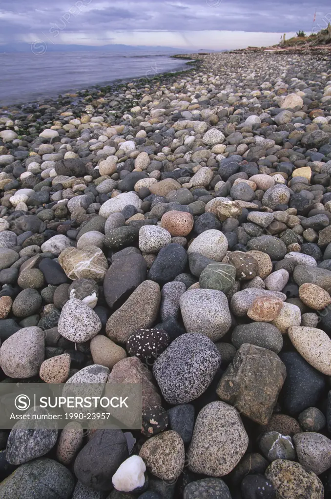 river rock beach near French Creek, Vancouver Island, British Columbia, Canada