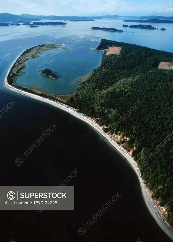 Sidney Spit Marine Park - lagoon - aerial view, Vancouver Island, British Columbia, Canada