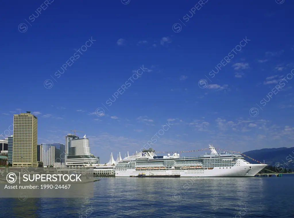 View of Canada Place with Cruise Ship, Vancouver, British Columbia, Canada